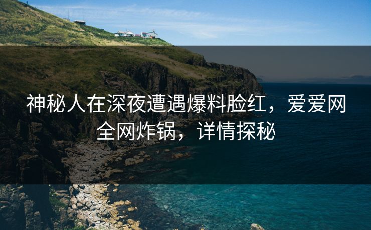 神秘人在深夜遭遇爆料脸红，爱爱网全网炸锅，详情探秘