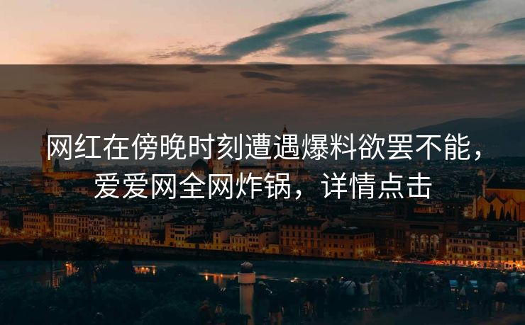 网红在傍晚时刻遭遇爆料欲罢不能，爱爱网全网炸锅，详情点击