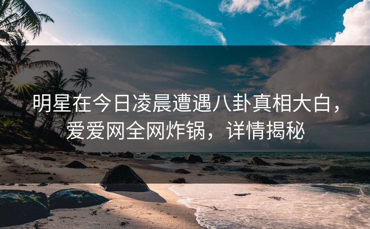 明星在今日凌晨遭遇八卦真相大白,爱爱网全网炸锅,详情揭秘